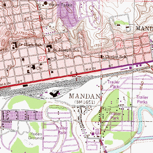 Topographic Map of City of Mandan, ND