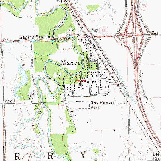 Topographic Map of City of Manvel, ND