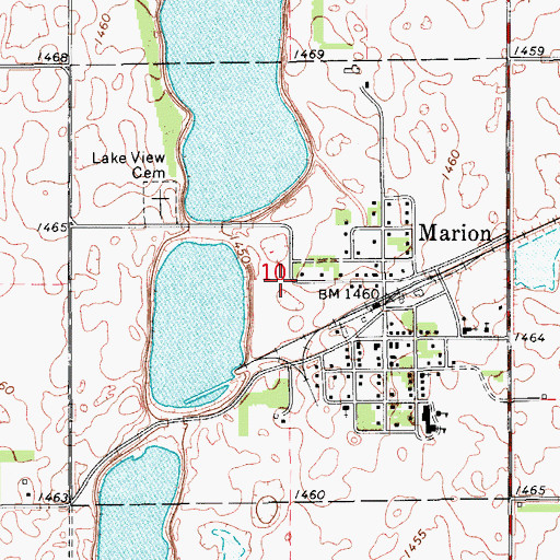 Topographic Map of City of Marion, ND