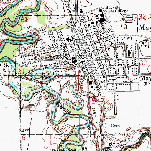 Topographic Map of City of Mayville, ND