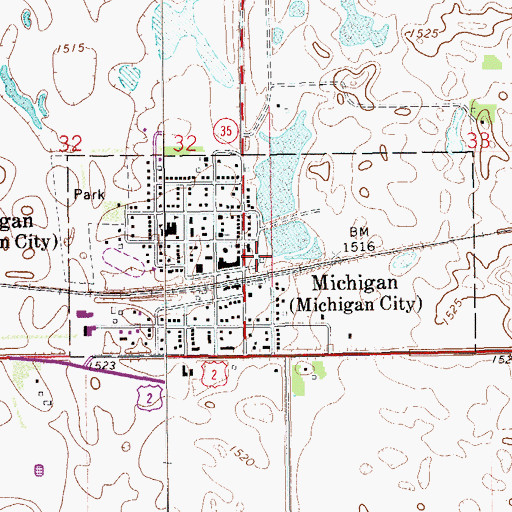 Topographic Map of City of Michigan City, ND