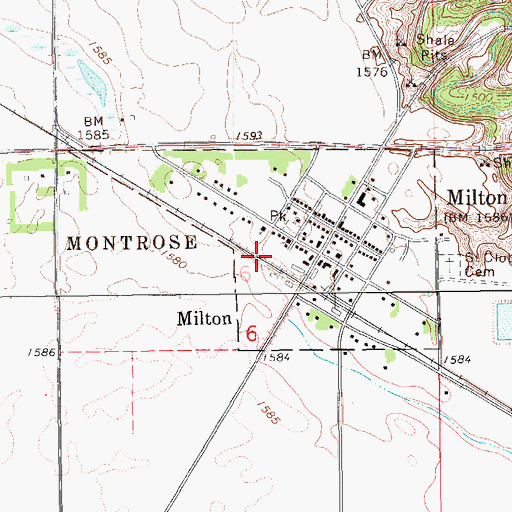 Topographic Map of City of Milton, ND