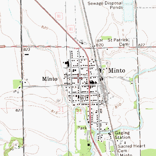 Topographic Map of City of Minto, ND