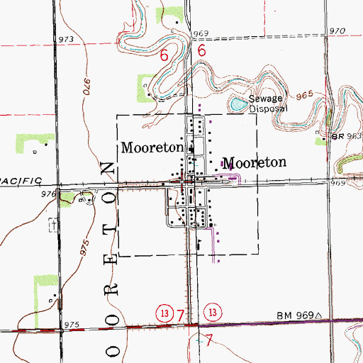 Topographic Map of City of Mooreton, ND