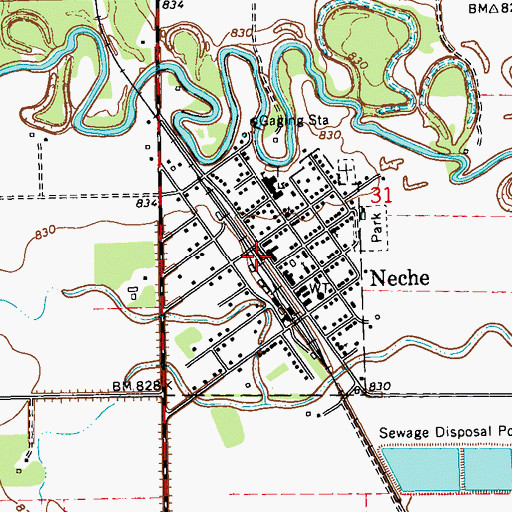 Topographic Map of City of Neche, ND