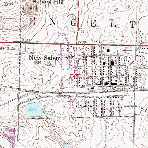 Topographic Map of City of New Salem, ND