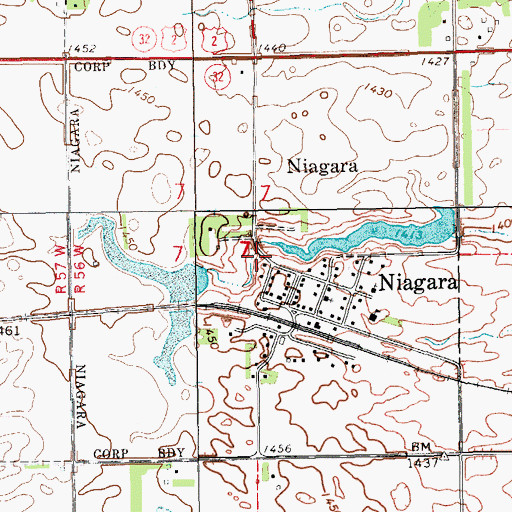 Topographic Map of City of Niagara, ND