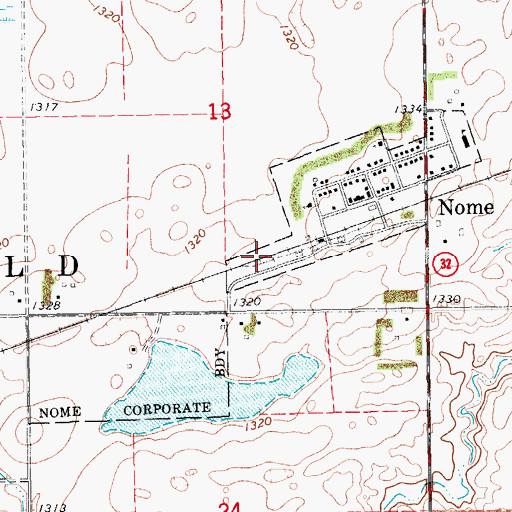 Topographic Map of City of Nome, ND