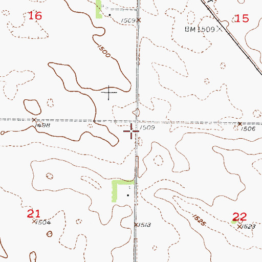 Topographic Map of Unorganized Territory of North Pierce, ND