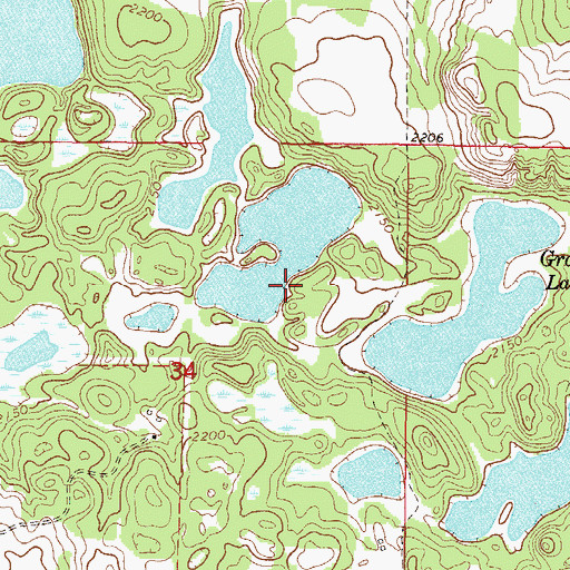 Topographic Map of Unorganized Territory of North Rolette, ND
