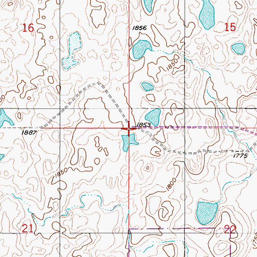 Topographic Map of Unorganized Territory of Northwest Stutsman, ND