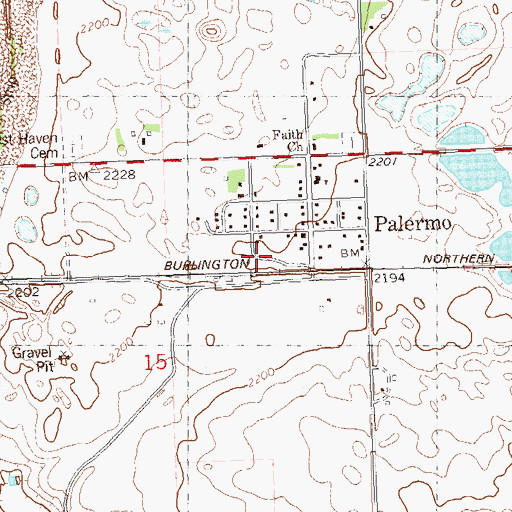 Topographic Map of City of Palermo, ND
