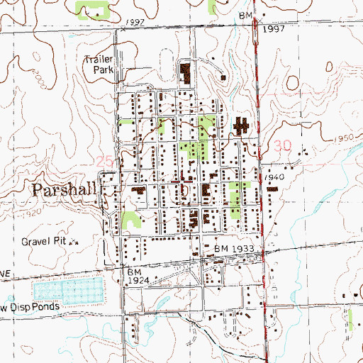 Topographic Map of City of Parshall, ND