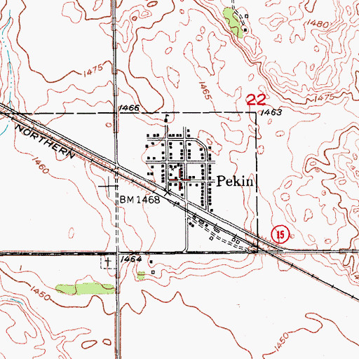 Topographic Map of City of Pekin, ND