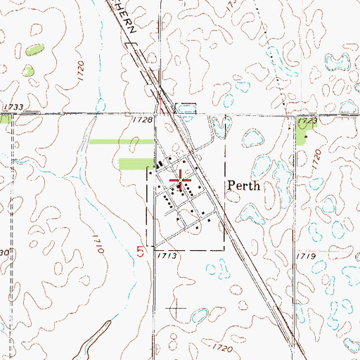 Topographic Map of City of Perth, ND