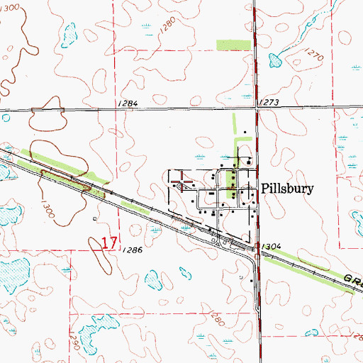 Topographic Map of City of Pillsbury, ND