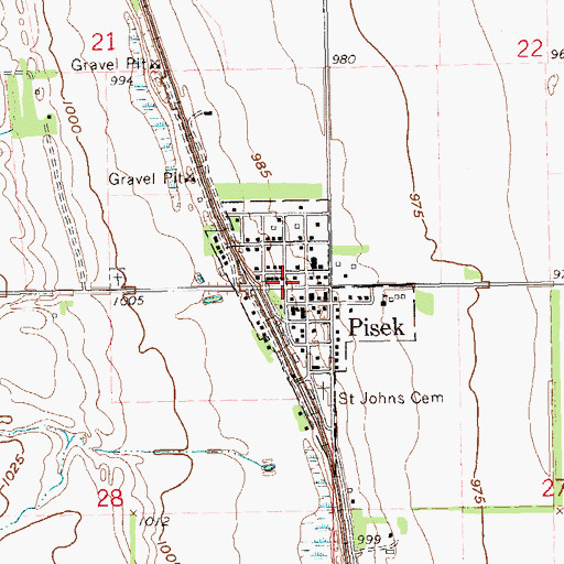 Topographic Map of City of Pisek, ND