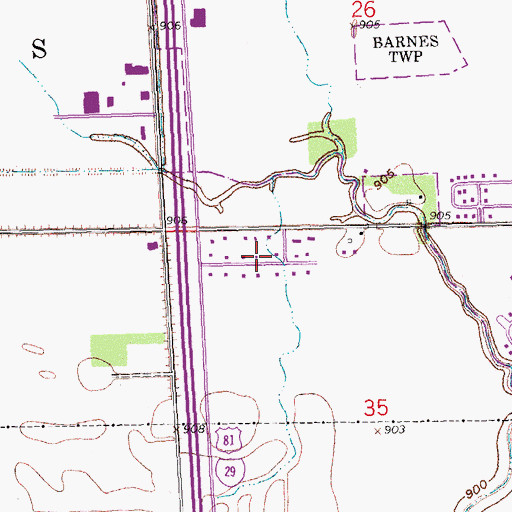 Topographic Map of City of Prairie Rose, ND