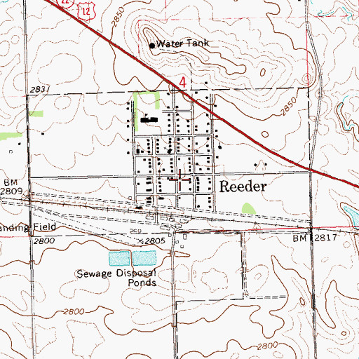 Topographic Map of City of Reeder, ND