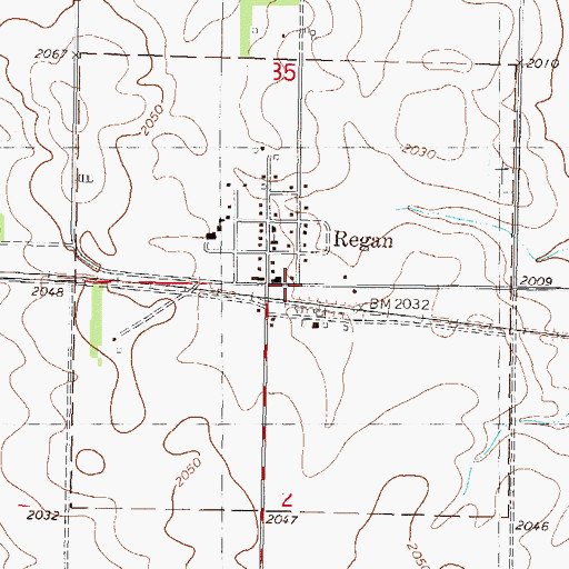 Topographic Map of City of Regan, ND