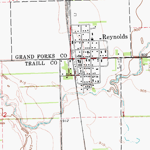 Topographic Map of City of Reynolds, ND