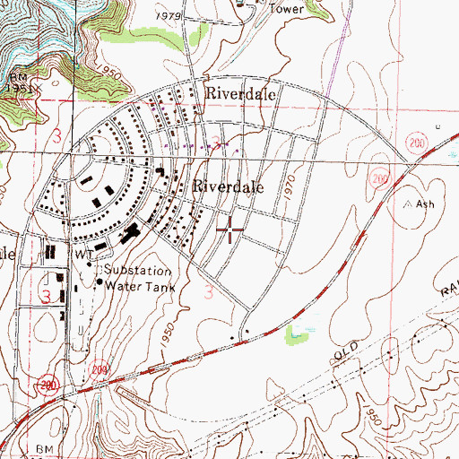Topographic Map of City of Riverdale, ND
