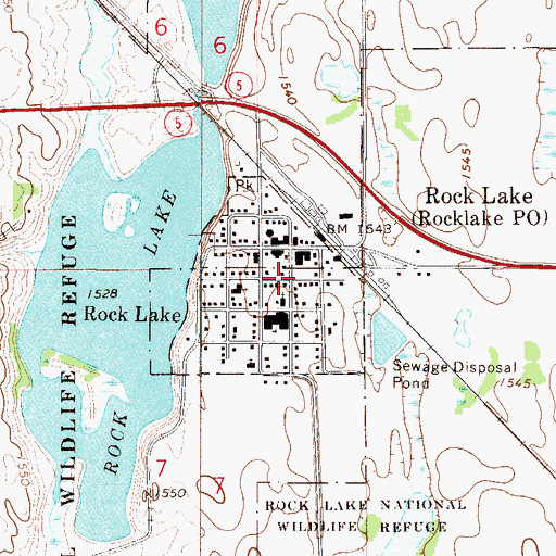 Topographic Map of City of Rocklake, ND