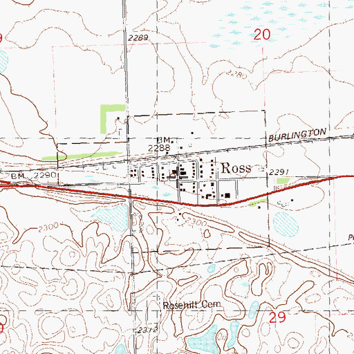 Topographic Map of City of Ross, ND