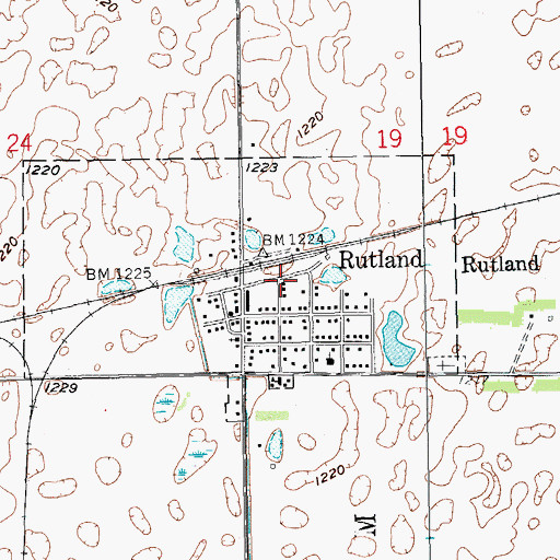 Topographic Map of City of Rutland, ND