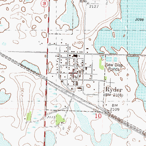 Topographic Map of City of Ryder, ND