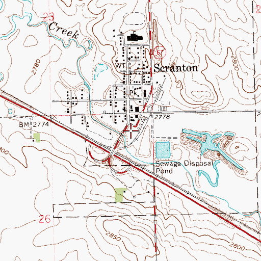 Topographic Map of City of Scranton, ND
