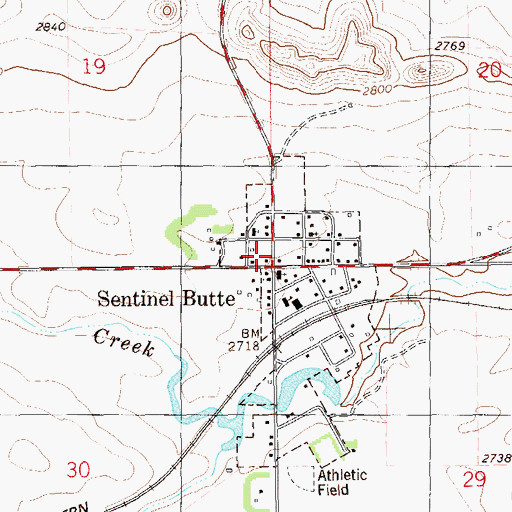 Topographic Map of City of Sentinel Butte, ND