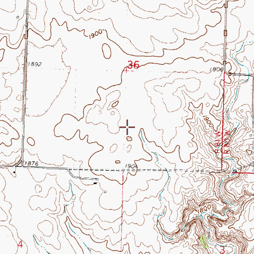 Topographic Map of Unorganized Territory of South McLean, ND