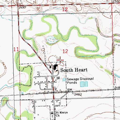 Topographic Map of City of South Heart, ND