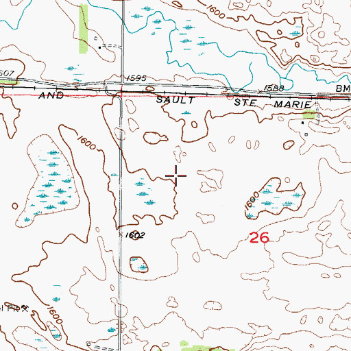 Topographic Map of Unorganized Territory of South Rolette, ND