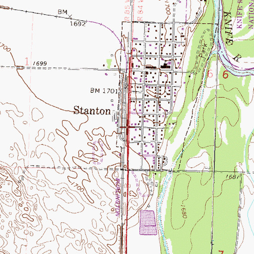 Topographic Map of City of Stanton, ND