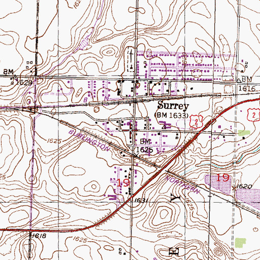 Topographic Map of City of Surrey, ND