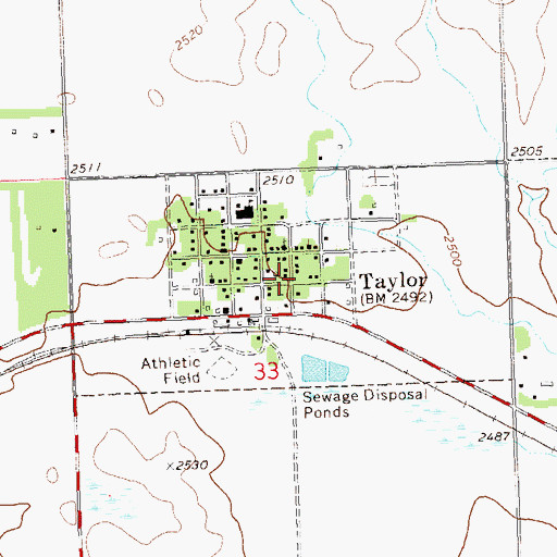 Topographic Map of City of Taylor, ND