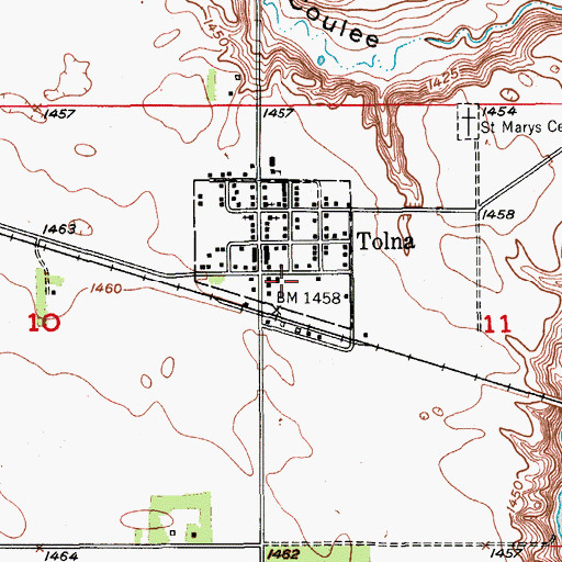 Topographic Map of City of Tolna, ND