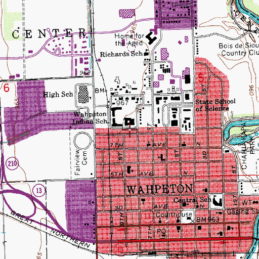 Topographic Map of City of Wahpeton, ND