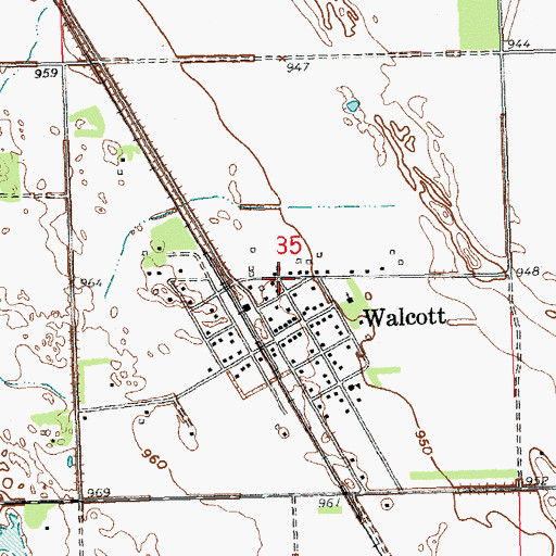 Topographic Map of City of Walcott, ND