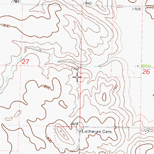 Topographic Map of Unorganized Territory of West Emmons (historical), ND