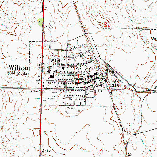 Topographic Map of City of Wilton, ND
