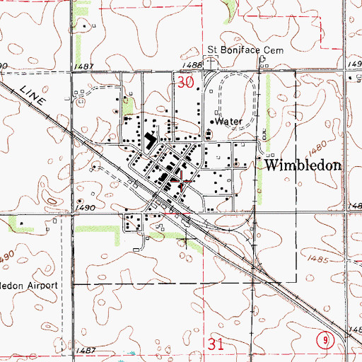 Topographic Map of City of Wimbledon, ND
