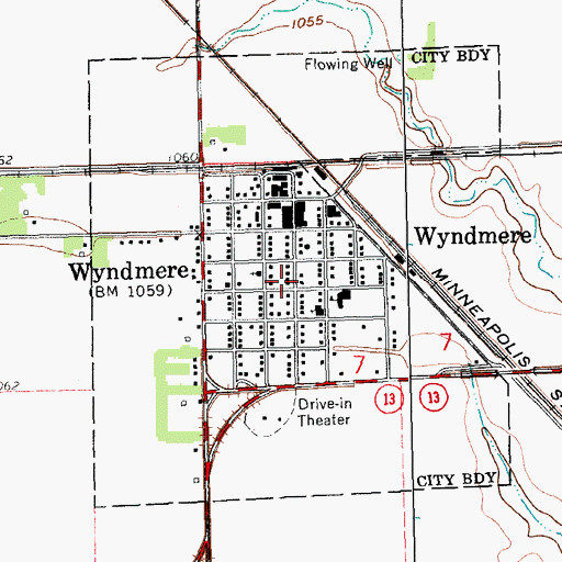 Topographic Map of City of Wyndmere, ND