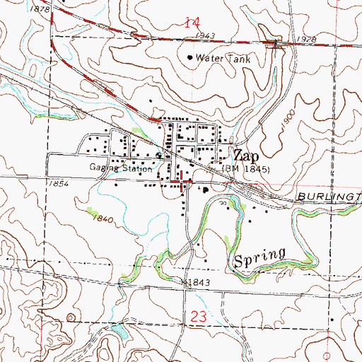 Topographic Map of City of Zap, ND