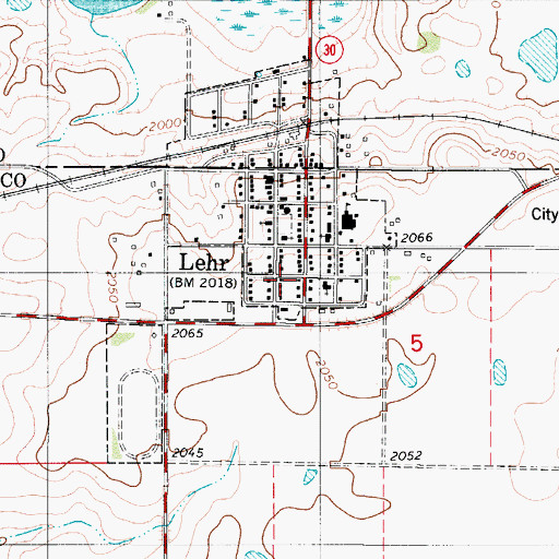 Topographic Map of Lehr, ND