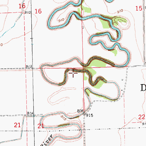 Topographic Map of Township of Durbin, ND