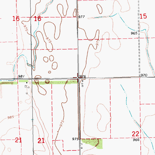 Topographic Map of Township of Walburg, ND