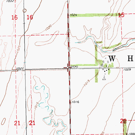Topographic Map of Township of Wheatland, ND